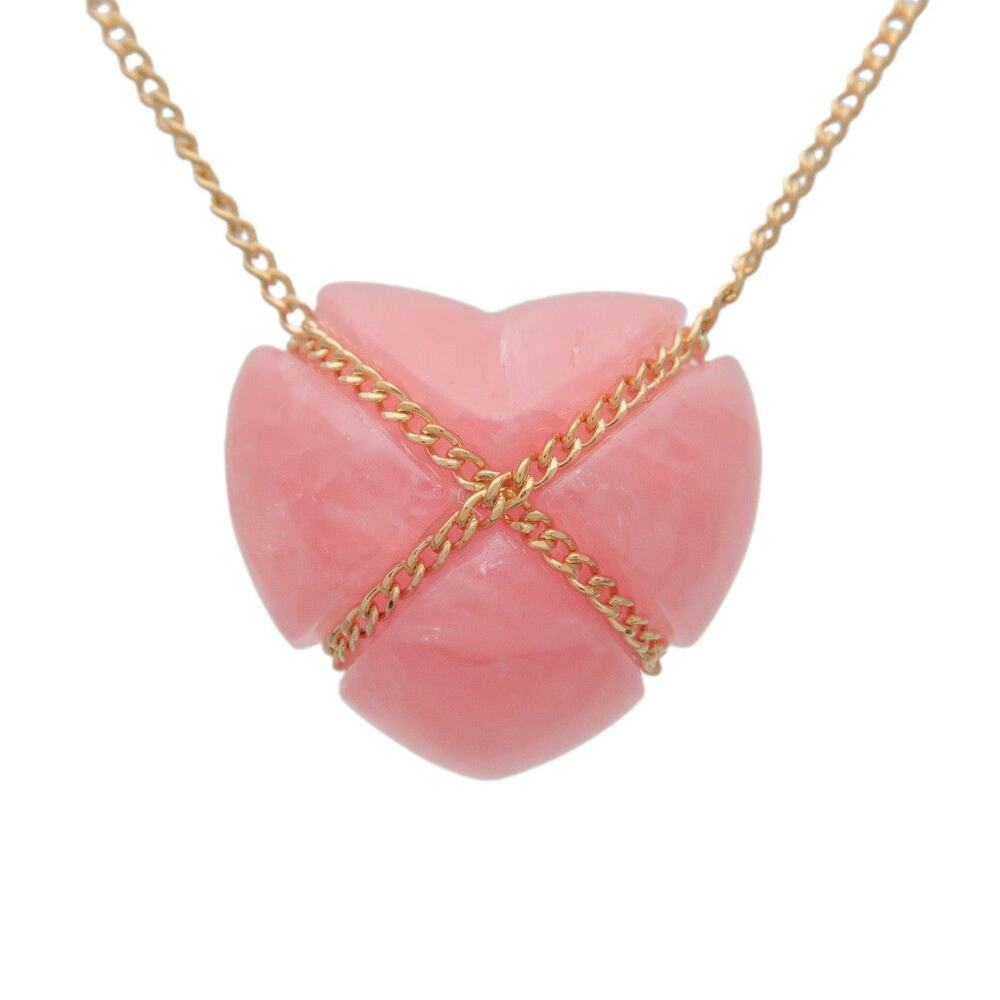 Tiffany & Co. Chain Cross Heart 18K Gold Necklace Pink